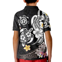 Hawaiian Tropical Plumeria Turtles Kid Polo Shirt Polynesian Art Tattoo
