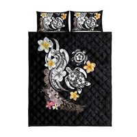 Hawaiian Tropical Plumeria Turtles Quilt Bed Set Polynesian Art Tattoo