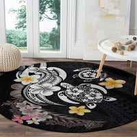 Hawaiian Tropical Plumeria Turtles Round Carpet Polynesian Art Tattoo