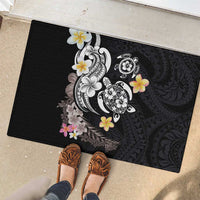 Hawaiian Tropical Plumeria Turtles Rubber Doormat Polynesian Art Tattoo