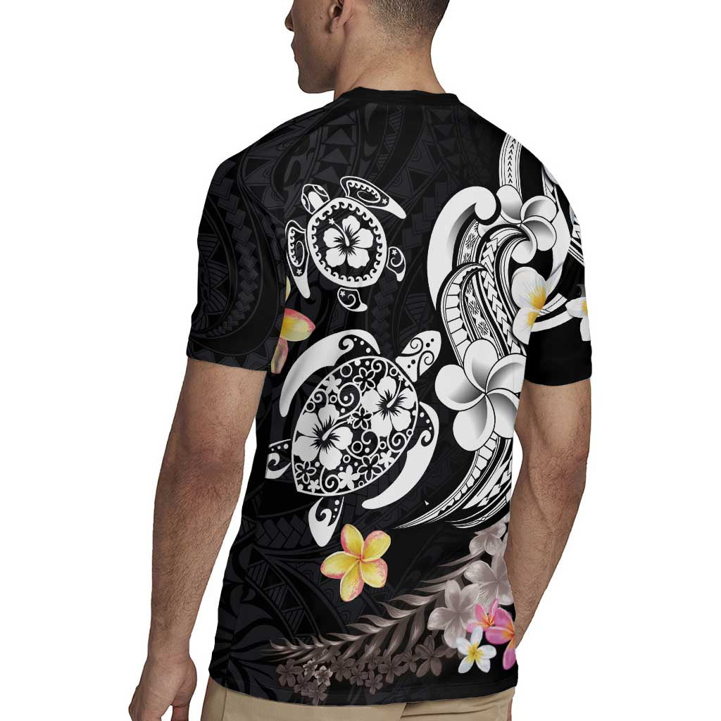 Hawaiian Tropical Plumeria Turtles Rugby Jersey Polynesian Art Tattoo