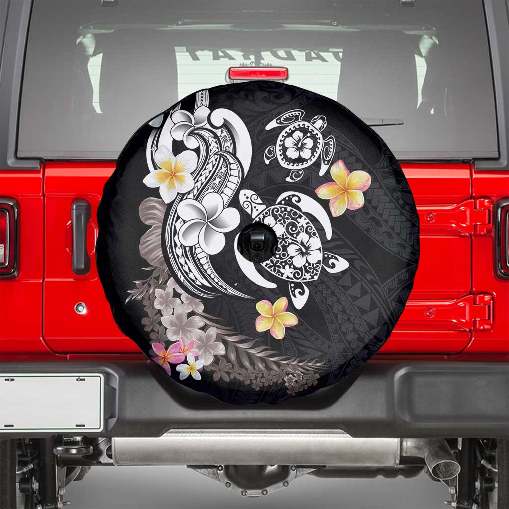Hawaiian Tropical Plumeria Turtles Spare Tire Cover Polynesian Art Tattoo