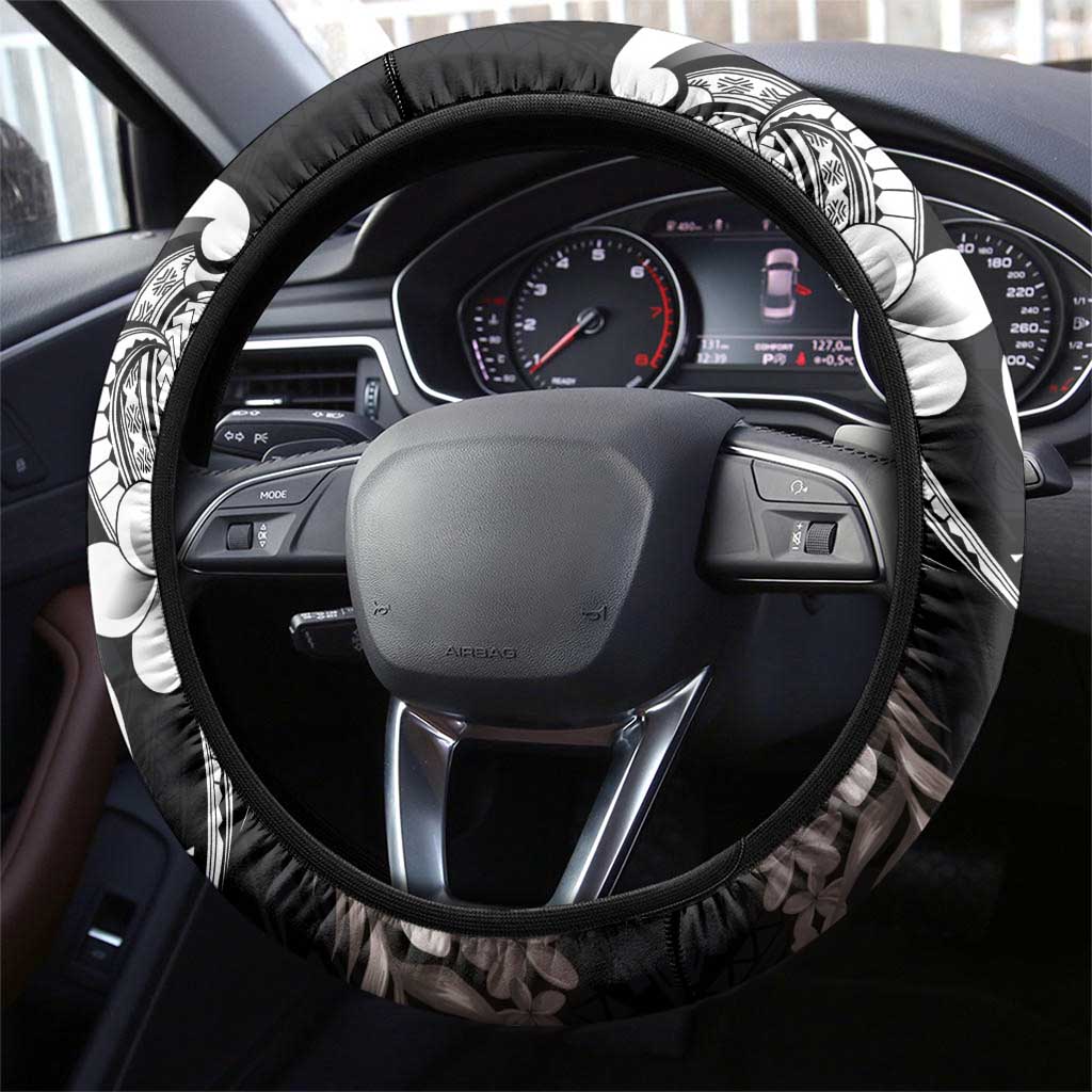 Hawaiian Tropical Plumeria Turtles Steering Wheel Cover Polynesian Art Tattoo