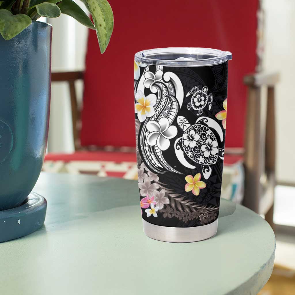 Hawaiian Tropical Plumeria Turtles Tumbler Cup Polynesian Art Tattoo