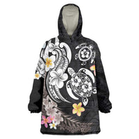 Hawaiian Tropical Plumeria Turtles Wearable Blanket Hoodie Polynesian Art Tattoo