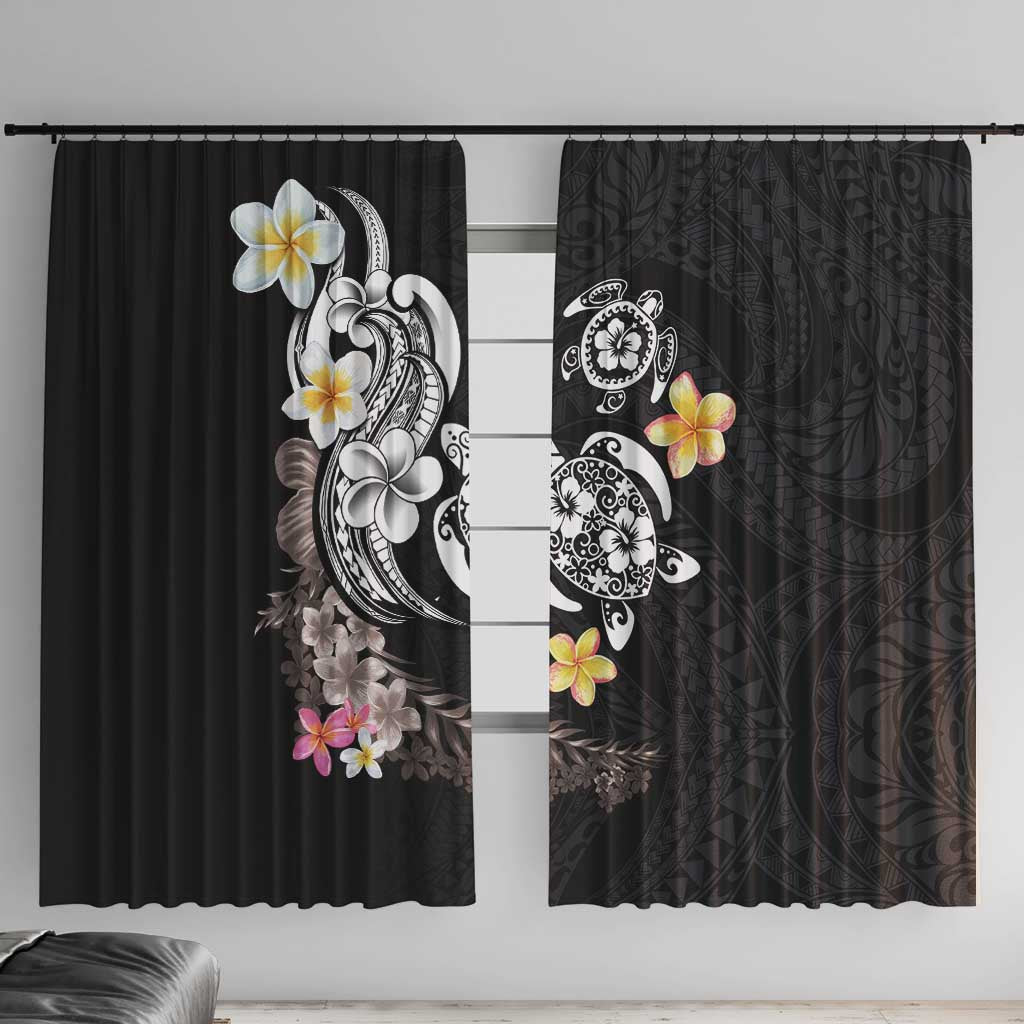 Hawaiian Tropical Plumeria Turtles Window Curtain Polynesian Art Tattoo