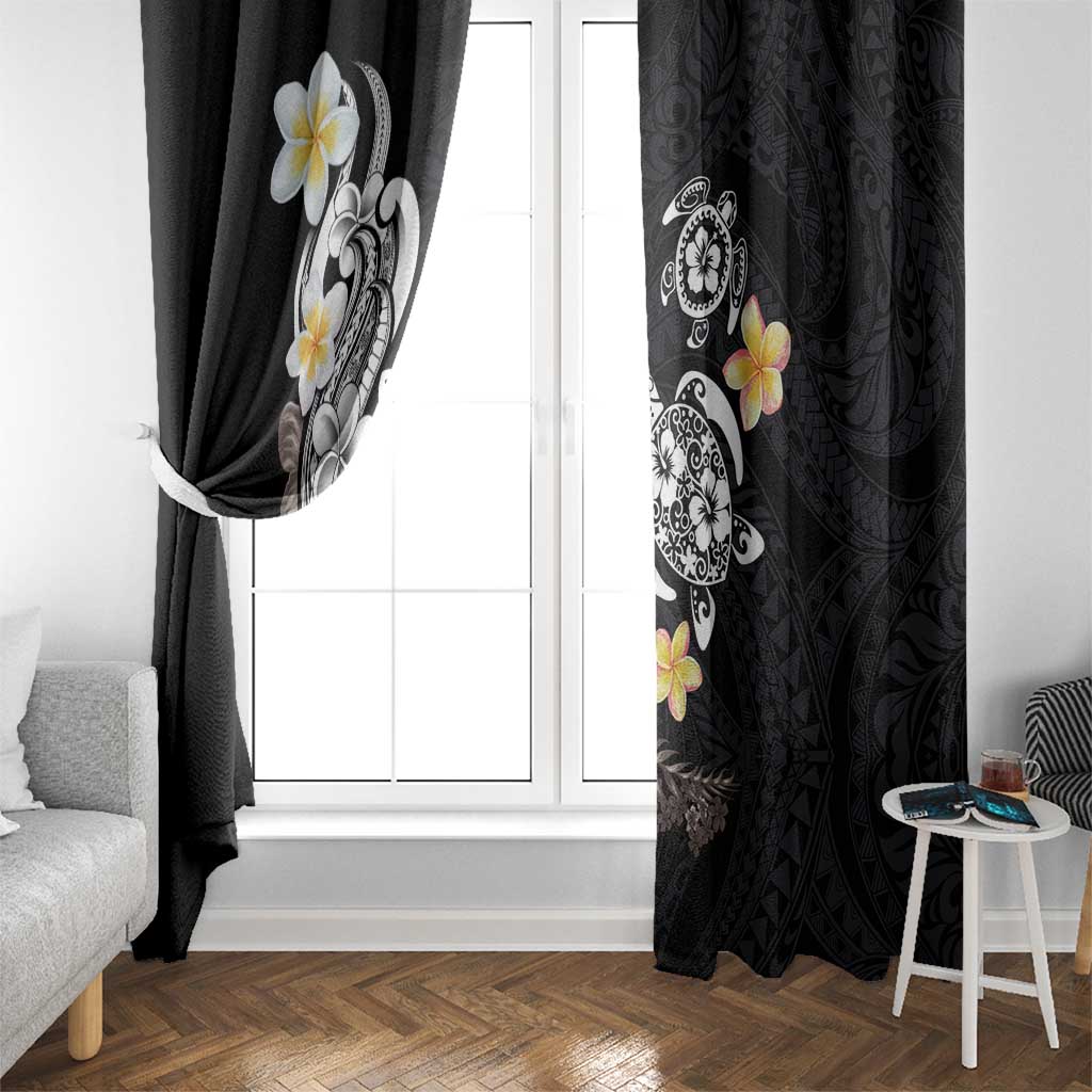 Hawaiian Tropical Plumeria Turtles Window Curtain Polynesian Art Tattoo