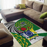 Cook Islands Independence Day Area Rug National Flag and Emblem with Tatau Tattoo