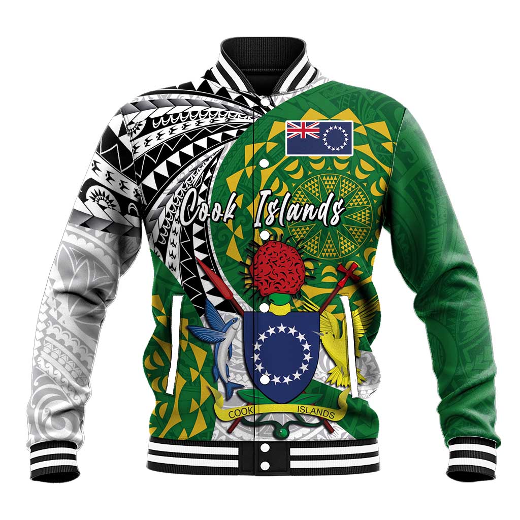 Cook Islands Independence Day Baseball Jacket National Flag and Emblem with Tatau Tattoo