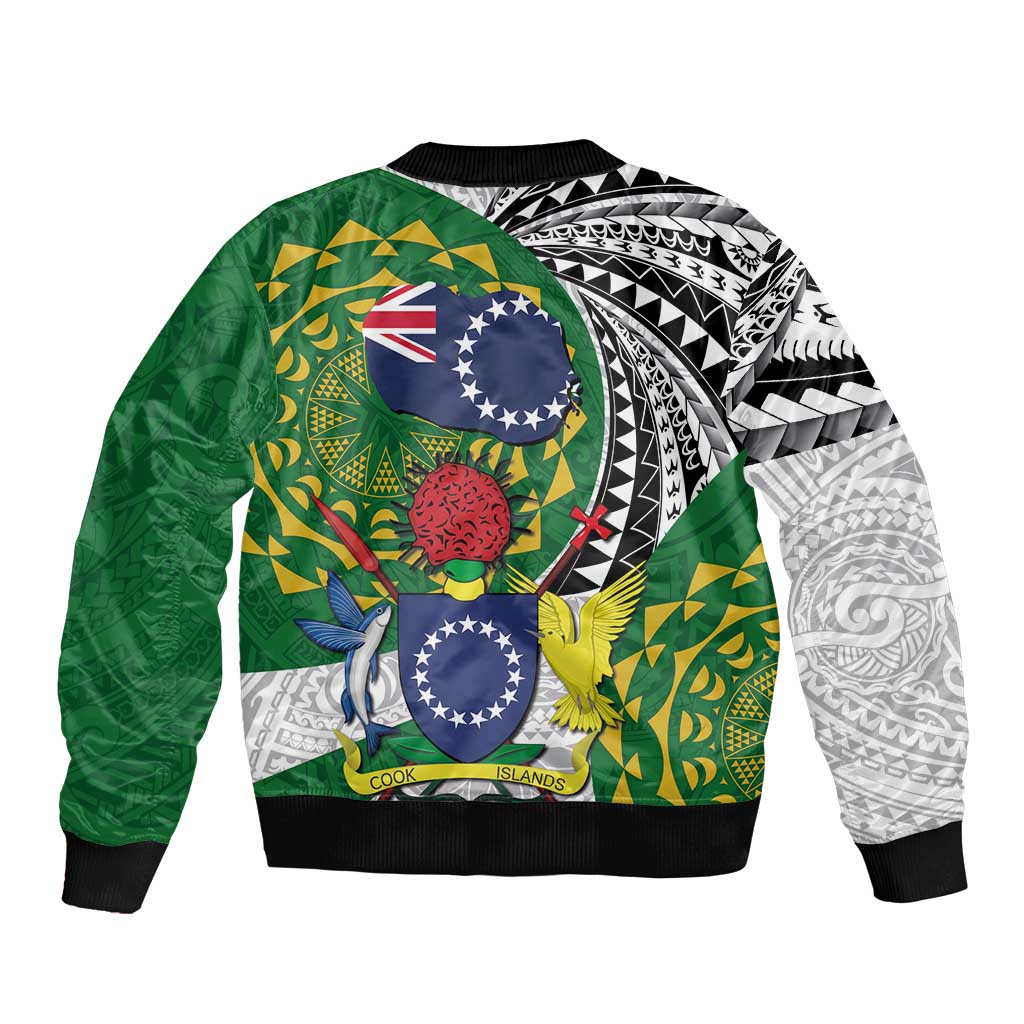 Cook Islands Independence Day Bomber Jacket National Flag and Emblem with Tatau Tattoo