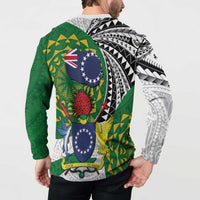 Cook Islands Independence Day Button Sweatshirt National Flag and Emblem with Tatau Tattoo