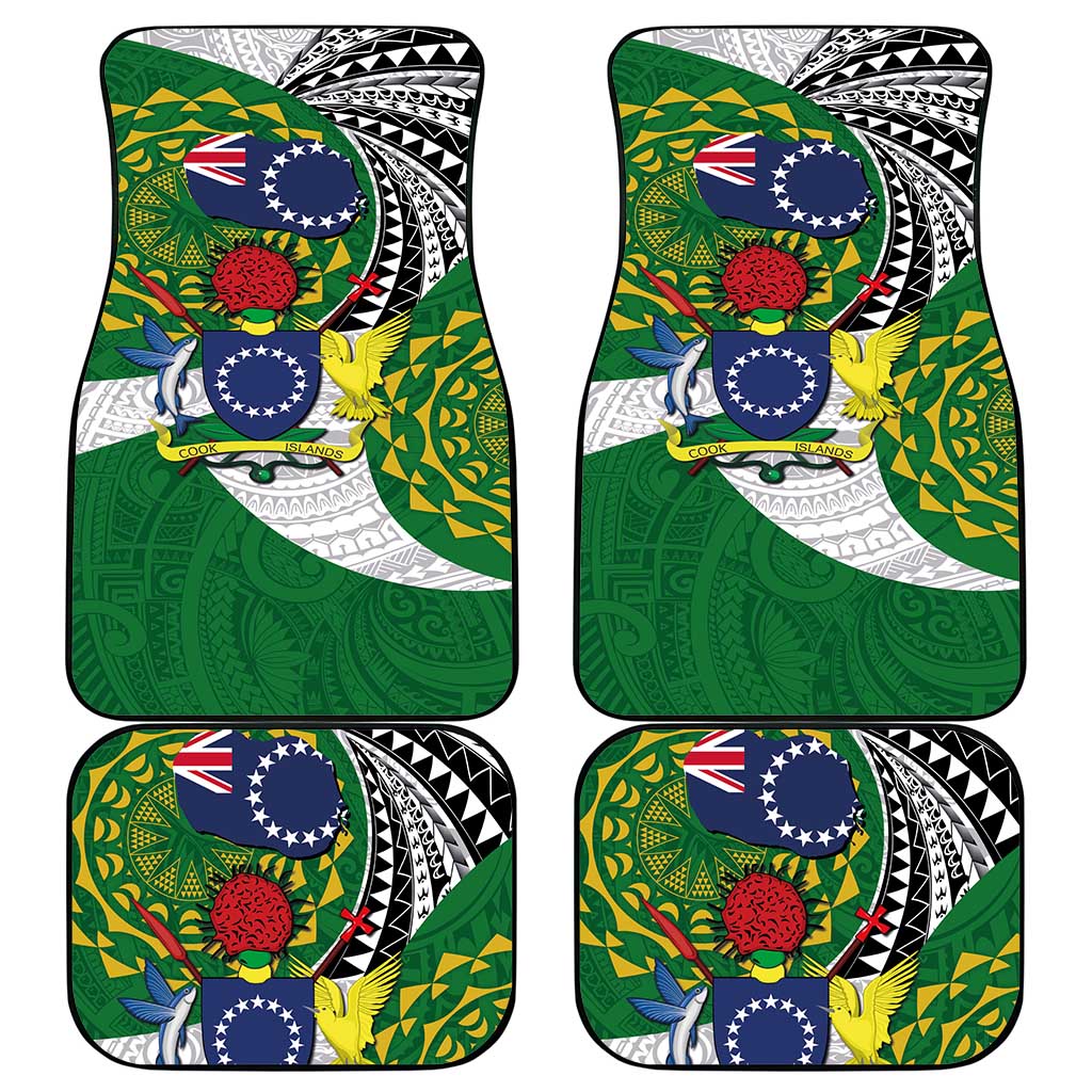 Cook Islands Independence Day Car Mats National Flag and Emblem with Tatau Tattoo