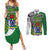 Cook Islands Independence Day Couples Matching Summer Maxi Dress and Long Sleeve Button Shirt National Flag and Emblem with Tatau Tattoo
