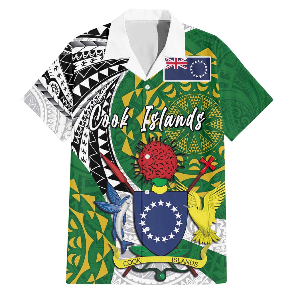 Cook Islands Independence Day Family Matching Mermaid Dress and Hawaiian Shirt National Flag and Emblem with Tatau Tattoo