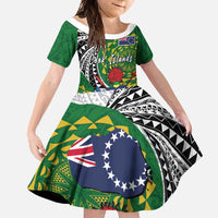 Cook Islands Independence Day Family Matching Off Shoulder Maxi Dress and Hawaiian Shirt National Flag and Emblem with Tatau Tattoo