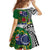 Cook Islands Independence Day Family Matching Off Shoulder Short Dress and Hawaiian Shirt National Flag and Emblem with Tatau Tattoo