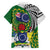 Cook Islands Independence Day Family Matching Off Shoulder Short Dress and Hawaiian Shirt National Flag and Emblem with Tatau Tattoo