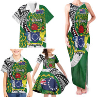 Cook Islands Independence Day Family Matching Tank Maxi Dress and Hawaiian Shirt National Flag and Emblem with Tatau Tattoo