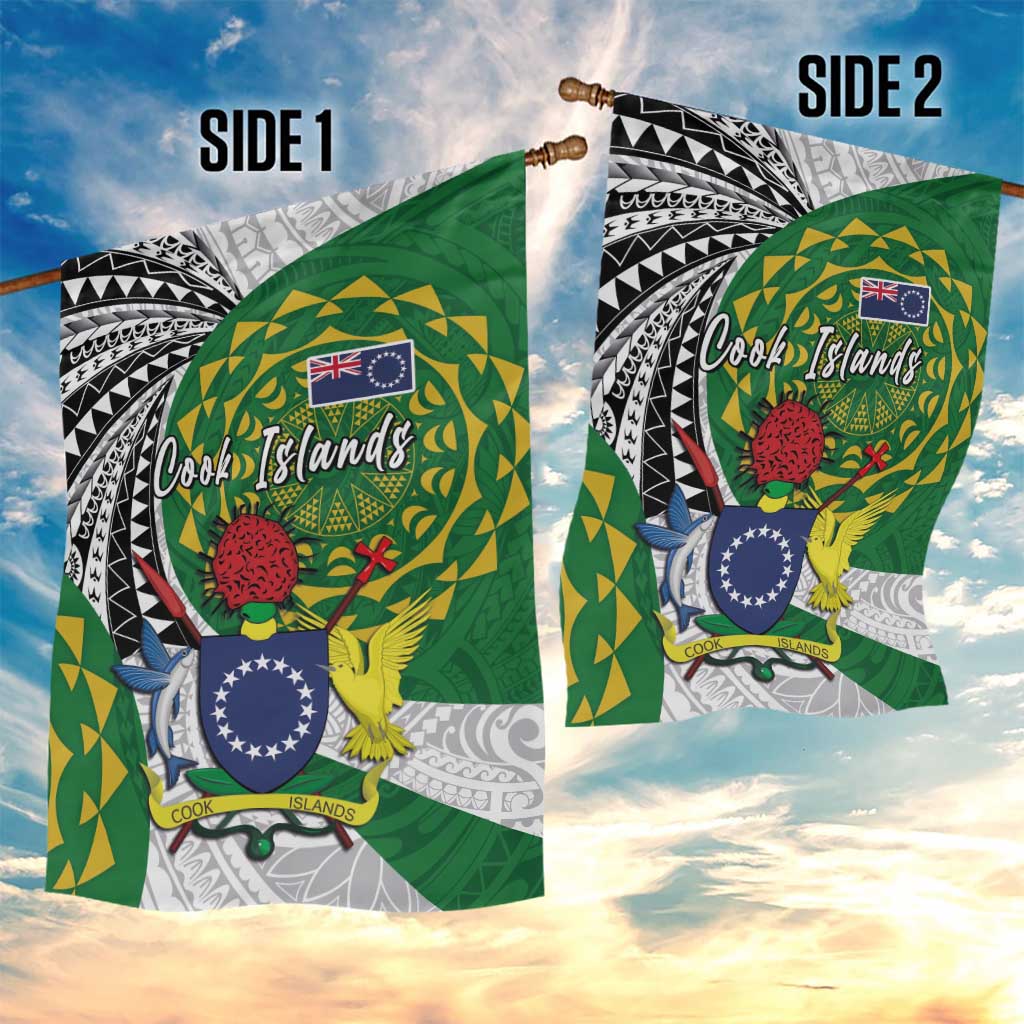 Cook Islands Independence Day Garden Flag National Flag and Emblem with Tatau Tattoo