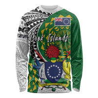Cook Islands Independence Day Long Sleeve Shirt National Flag and Emblem with Tatau Tattoo