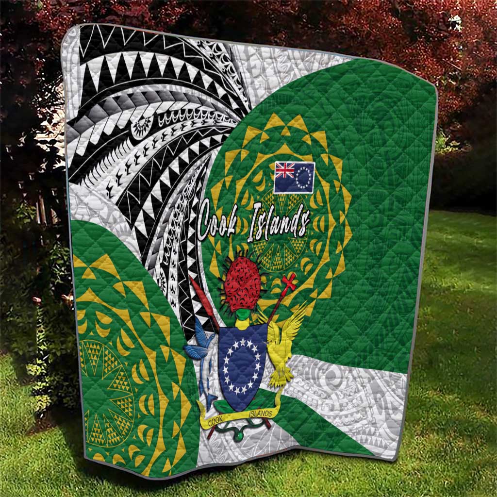 Cook Islands Independence Day Quilt National Flag and Emblem with Tatau Tattoo