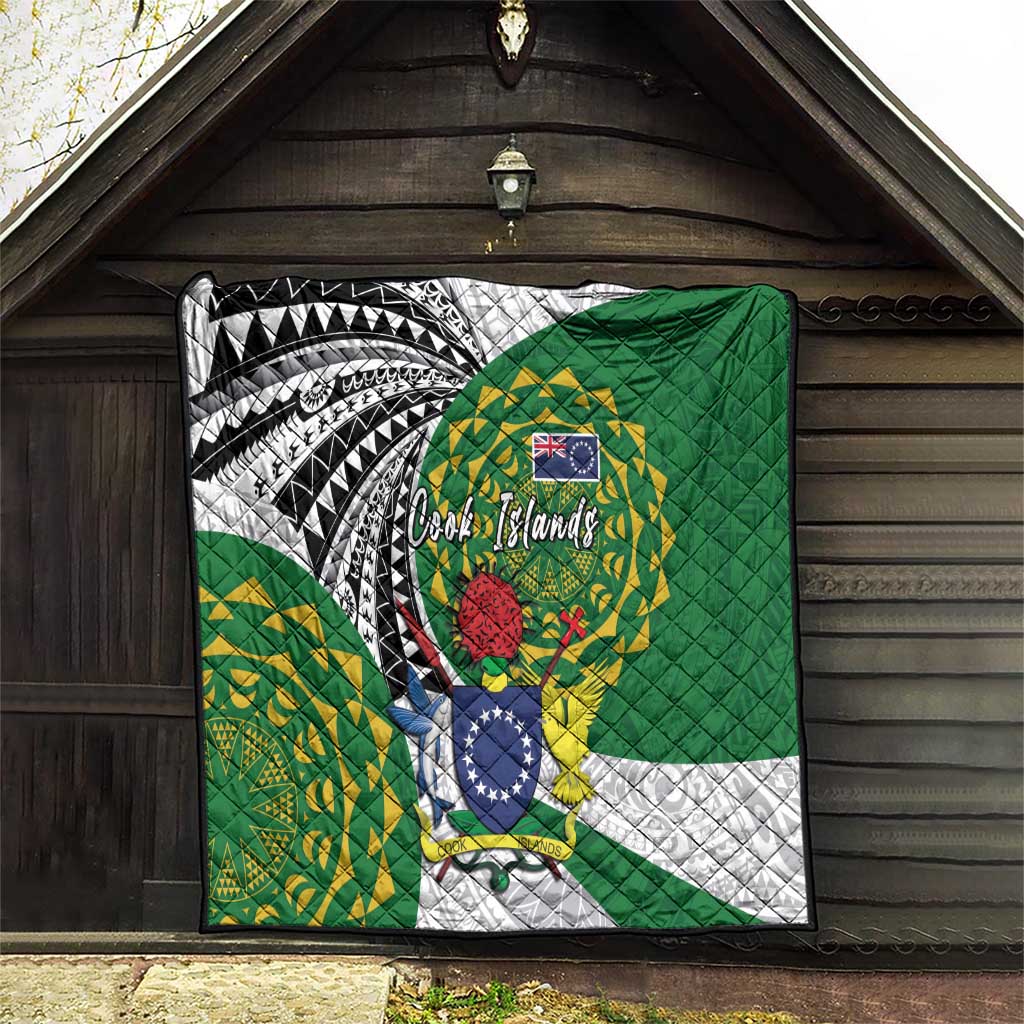 Cook Islands Independence Day Quilt National Flag and Emblem with Tatau Tattoo