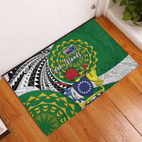 Cook Islands Independence Day Rubber Doormat National Flag and Emblem with Tatau Tattoo