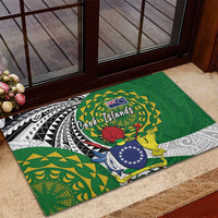 Cook Islands Independence Day Rubber Doormat National Flag and Emblem with Tatau Tattoo
