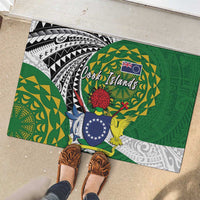 Cook Islands Independence Day Rubber Doormat National Flag and Emblem with Tatau Tattoo