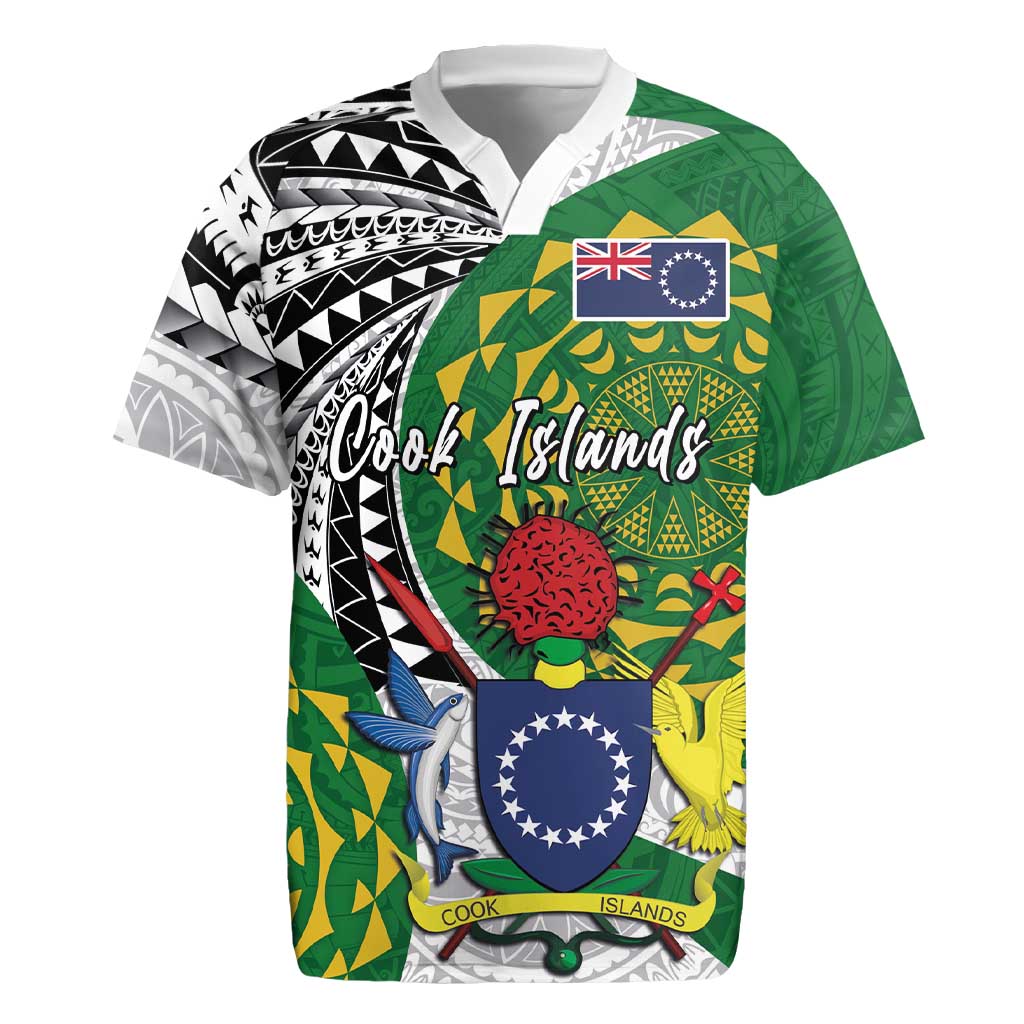 Cook Islands Independence Day Rugby Jersey National Flag and Emblem with Tatau Tattoo