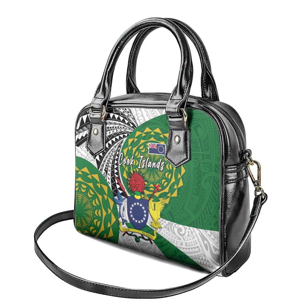 Cook Islands Independence Day Shoulder Handbag National Flag and Emblem with Tatau Tattoo
