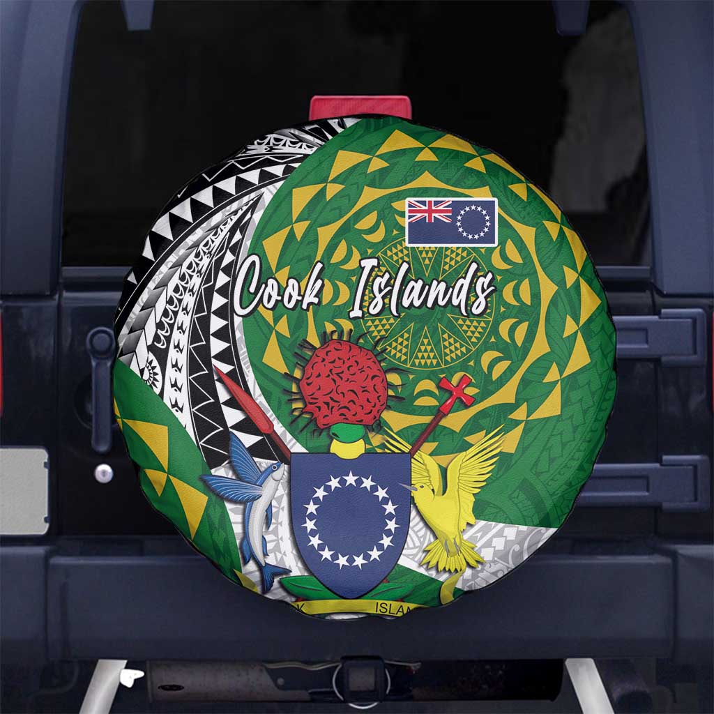 Cook Islands Independence Day Spare Tire Cover National Flag and Emblem with Tatau Tattoo