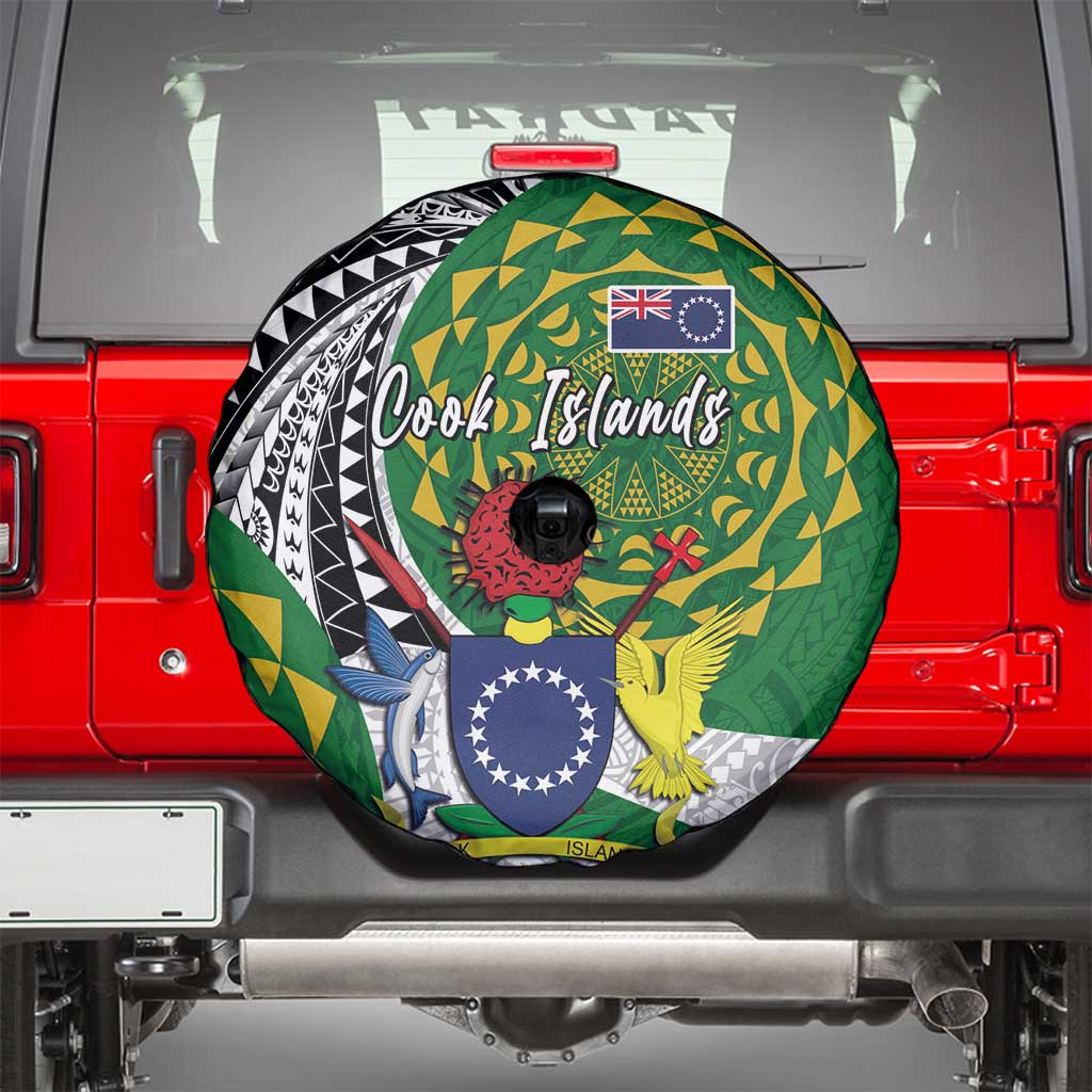 Cook Islands Independence Day Spare Tire Cover National Flag and Emblem with Tatau Tattoo