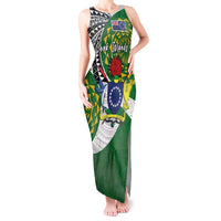 Cook Islands Independence Day Tank Maxi Dress National Flag and Emblem with Tatau Tattoo