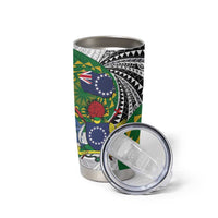 Cook Islands Independence Day Tumbler Cup National Flag and Emblem with Tatau Tattoo