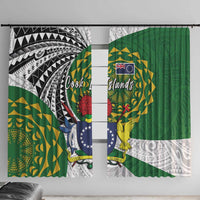 Cook Islands Independence Day Window Curtain National Flag and Emblem with Tatau Tattoo