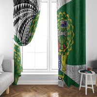 Cook Islands Independence Day Window Curtain National Flag and Emblem with Tatau Tattoo