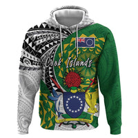 Cook Islands Independence Day Zip Hoodie National Flag and Emblem with Tatau Tattoo