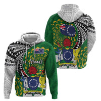 Cook Islands Independence Day Zip Hoodie National Flag and Emblem with Tatau Tattoo