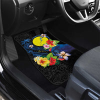 Palau Independence Day Car Mats Melanesian Tattoo with Hibiscus