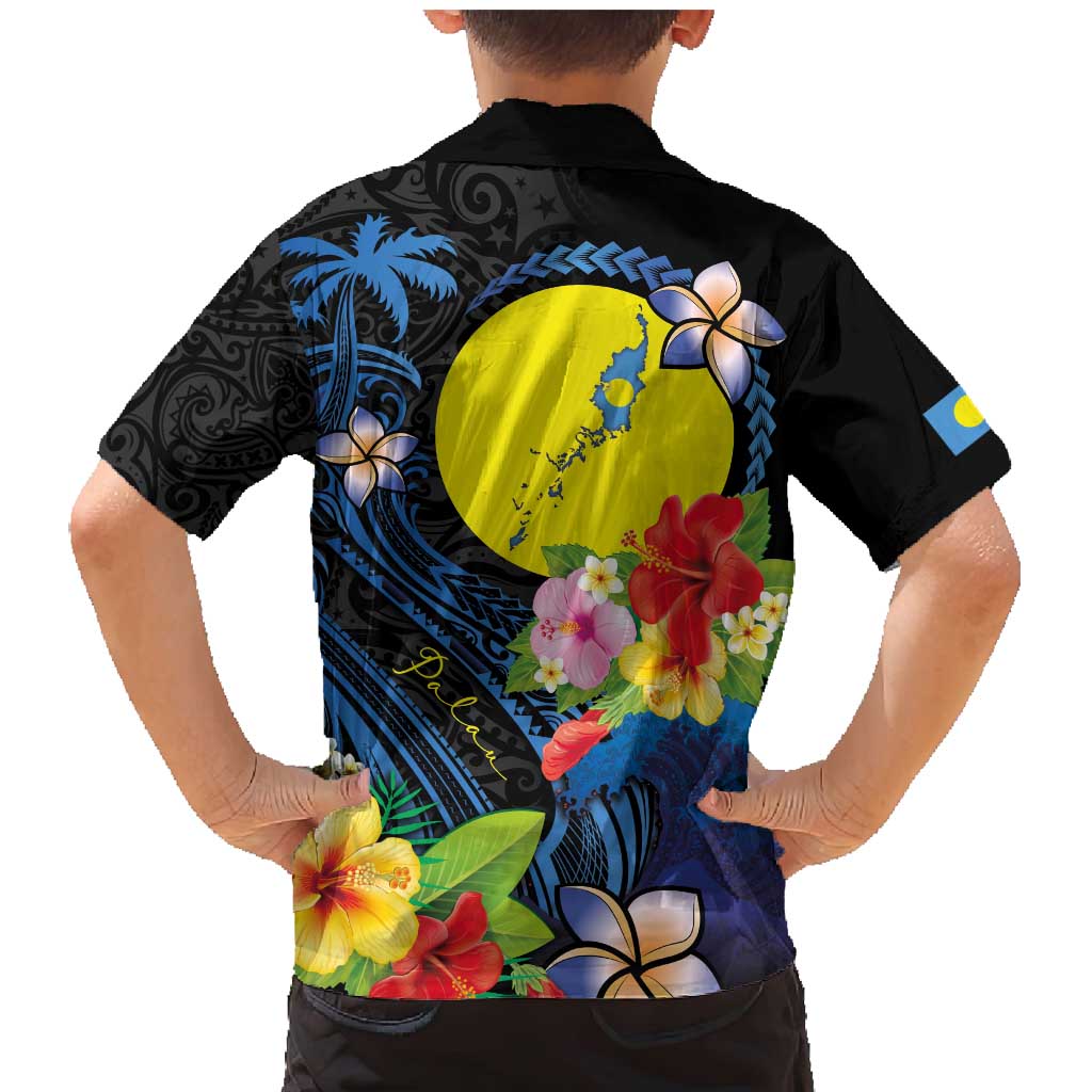 Palau Independence Day Family Matching Mermaid Dress and Hawaiian Shirt Melanesian Tattoo with Hibiscus