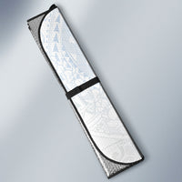 Hawaiian Turtles and Leis Auto Sun Shade Tribal Kakau Pattern Airy White Blue Cloud Vibe