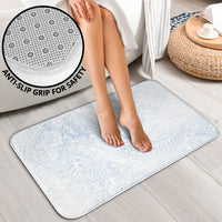 Hawaiian Turtles and Leis Bathroom Set Tribal Kakau Pattern Airy White Blue Cloud Vibe