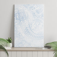 Hawaiian Turtles and Leis Canvas Wall Art Tribal Kakau Pattern Airy White Blue Cloud Vibe