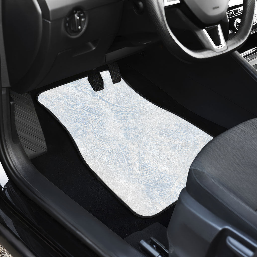 Hawaiian Turtles and Leis Car Mats Tribal Kakau Pattern Airy White Blue Cloud Vibe