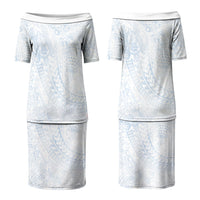 Hawaiian Turtles and Leis Couples Matching Puletasi and Hawaiian Shirt Tribal Kakau Pattern Airy White Blue Cloud Vibe LT03 - Polynesian Pride