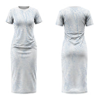 Hawaiian Turtles and Leis Couples Matching Short Sleeve Bodycon Dress and Hawaiian Shirt Tribal Kakau Pattern Airy White Blue Cloud Vibe LT03 - Polynesian Pride
