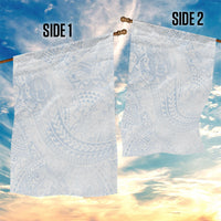 Hawaiian Turtles and Leis Garden Flag Tribal Kakau Pattern Airy White Blue Cloud Vibe