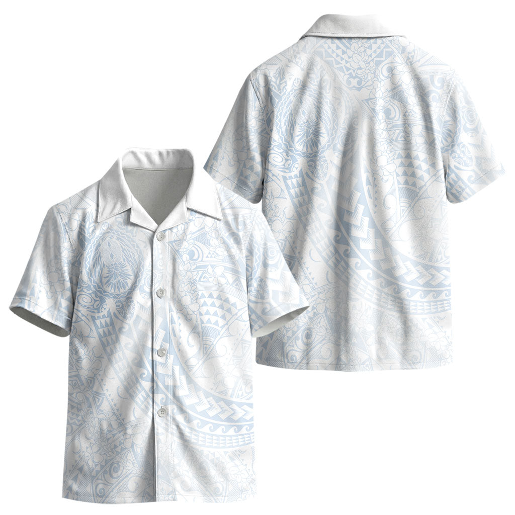Hawaiian Turtles and Leis Kid Hawaiian Shirt Tribal Kakau Pattern Airy White Blue Cloud Vibe LT03 - Polynesian Pride