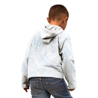 Hawaiian Turtles and Leis Kid Hoodie Tribal Kakau Pattern Airy White Blue Cloud Vibe